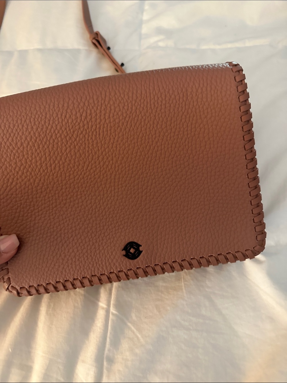 Dover Woven-Edge Leather Crossbody Bag - Mauve Pink